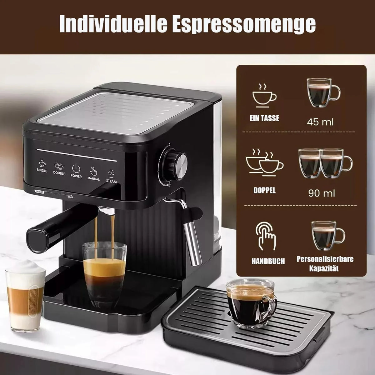 20 Bar Espresso Machine Smart Touchscreen 360 Steam