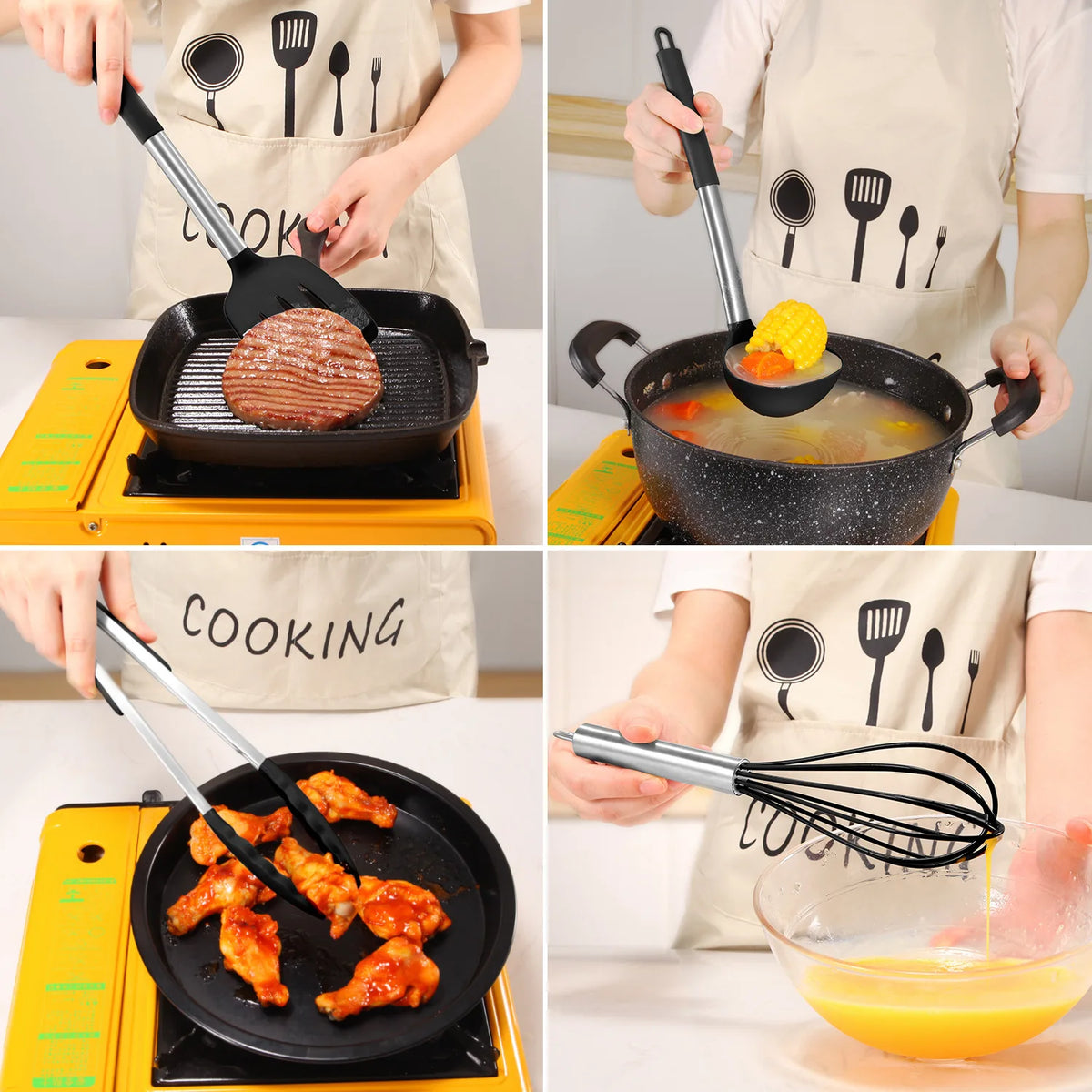 Black Non-Stick Silicone Kitchenware Cooking Utensils Cookware