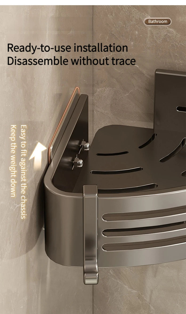 No Drill Sticker Walls Installation Aluminum Bathroom Shelf