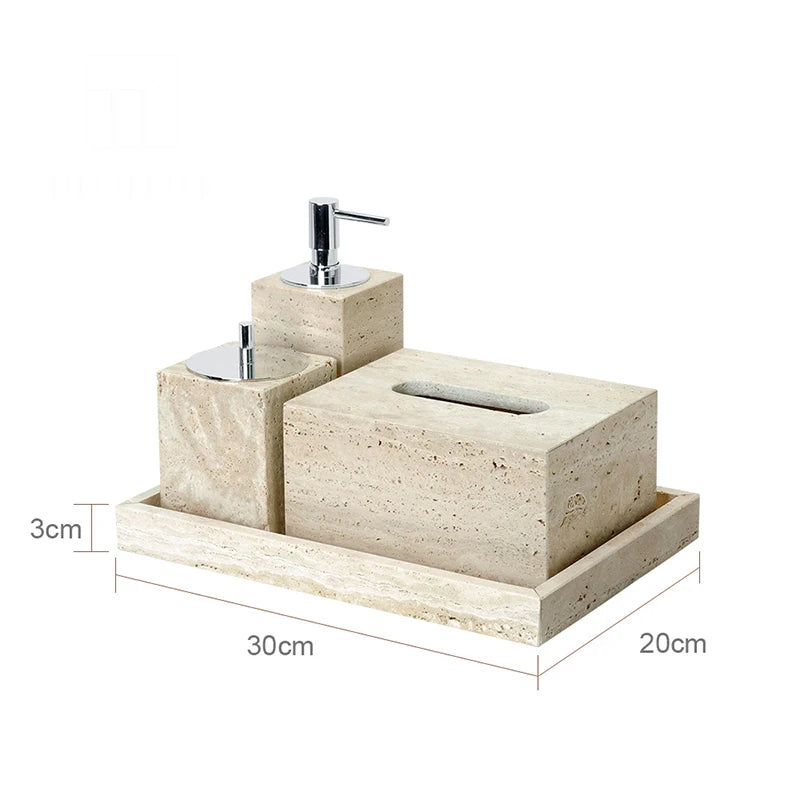 Beige Travertine Bathroom Natural Marble Soap Dispenser Soap
