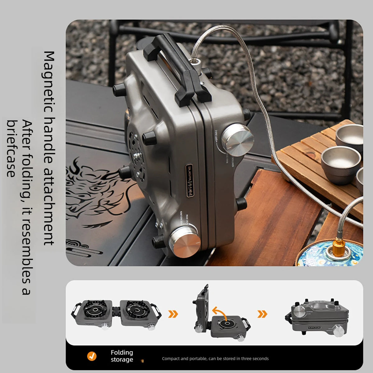 Buerk Camping Stove Gas Stove Dual Burner Foldable