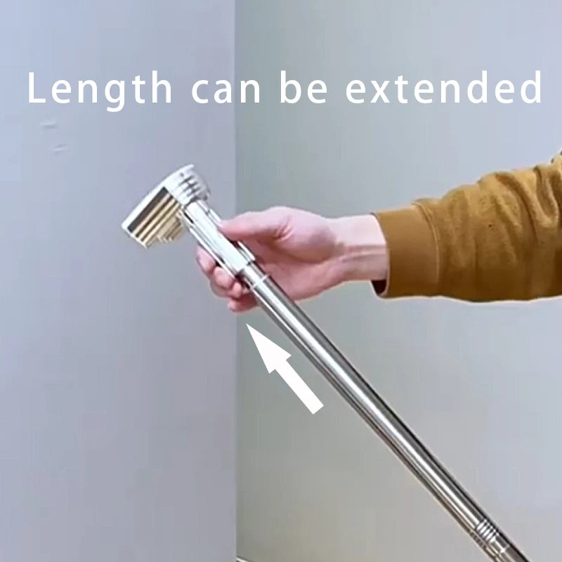 Silvery Adjustable Stainless Steel Shower Curtain Rod Clothes