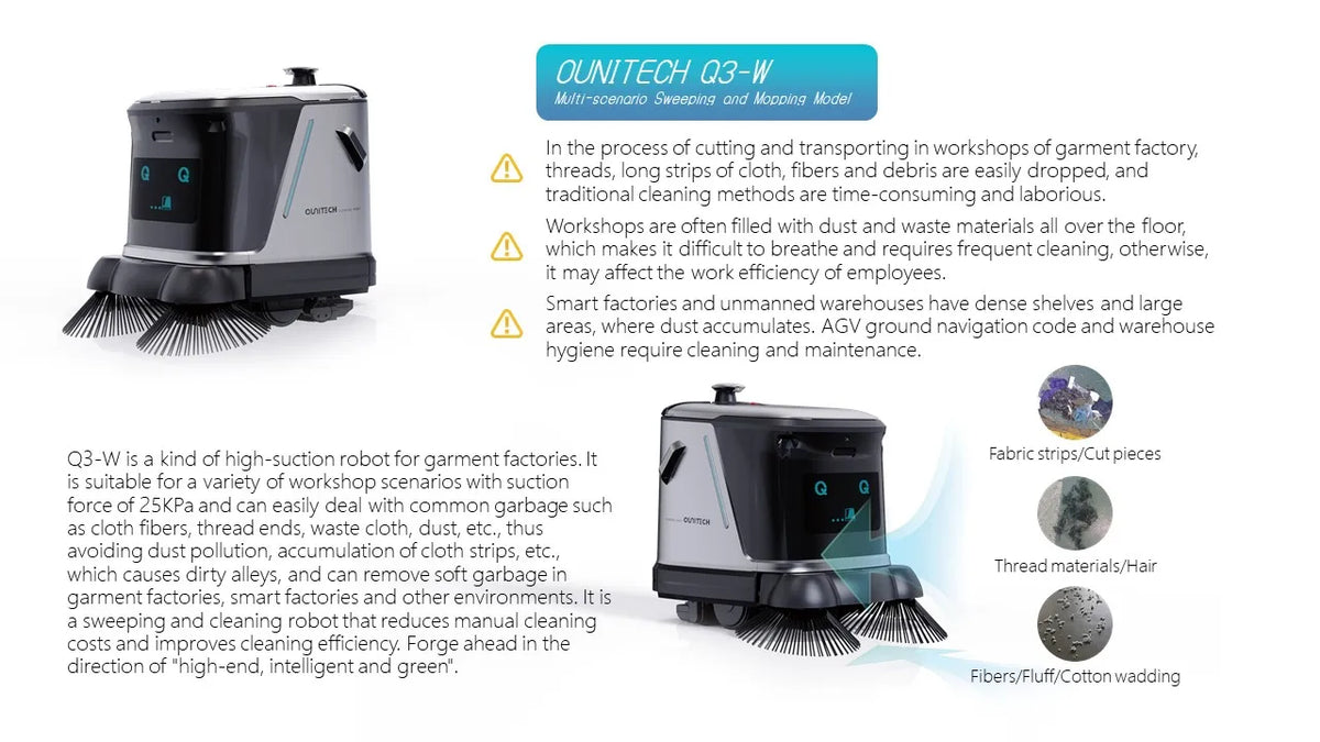 Ounitech Q3-G Commercial Floor Cleaning Robot 3-In-1 Sweep