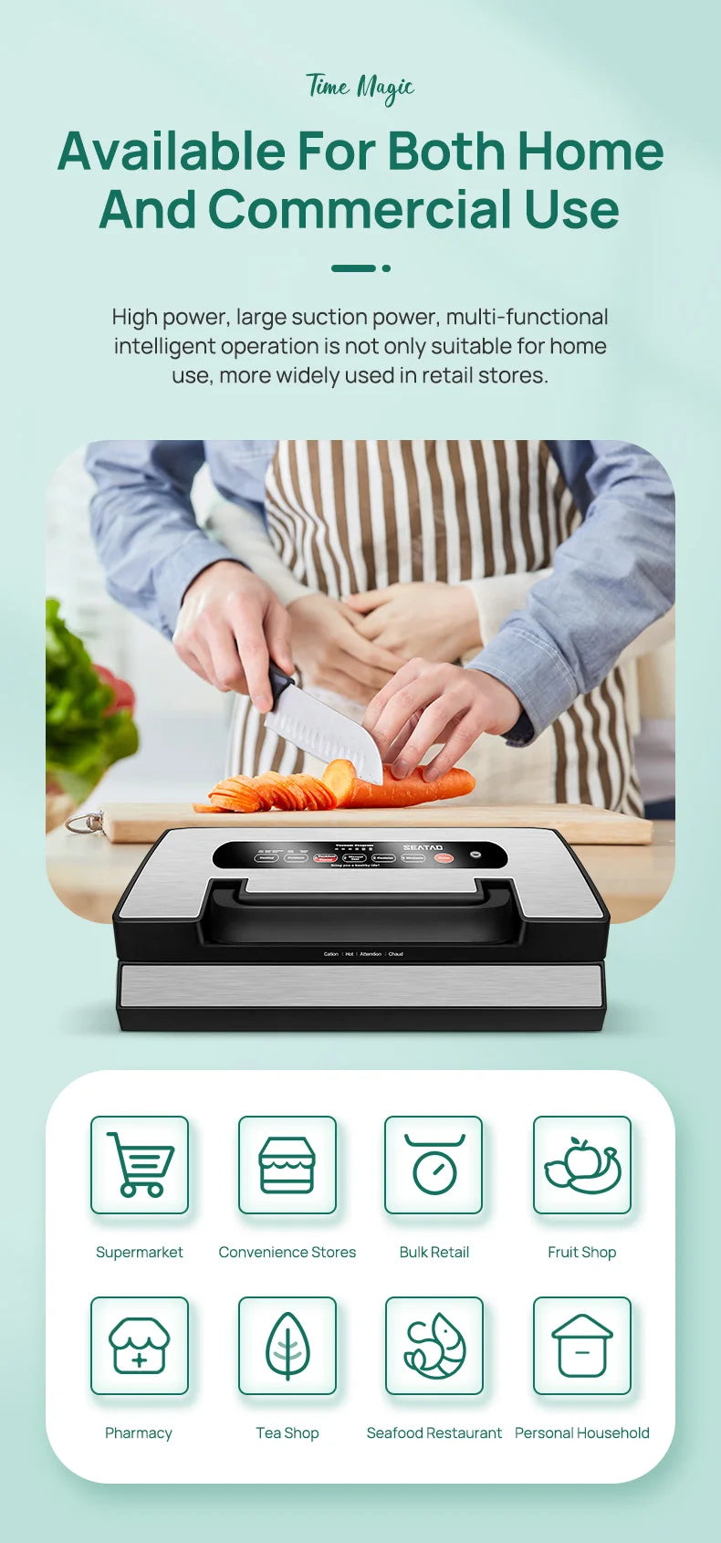 Seatao Vh5188 Vacuum Packing Machine Built In Cutter&Storage