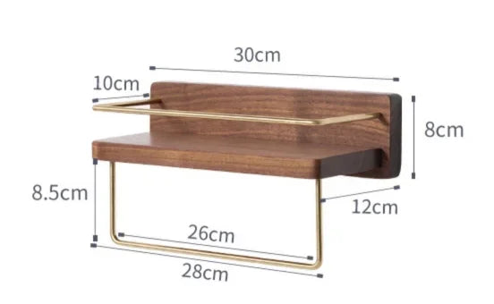 Wooden Towel Rack Roll Holder Wall Mounted Shelf