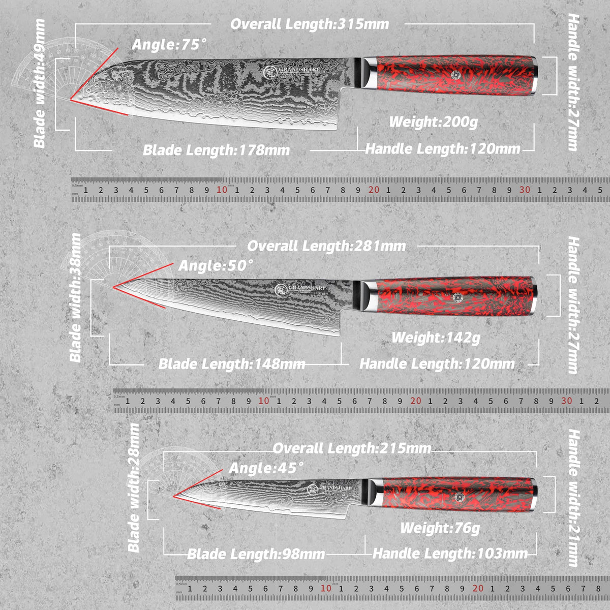 Grandsharp 1-6 Knives 67 Layers S35vn Powder Core