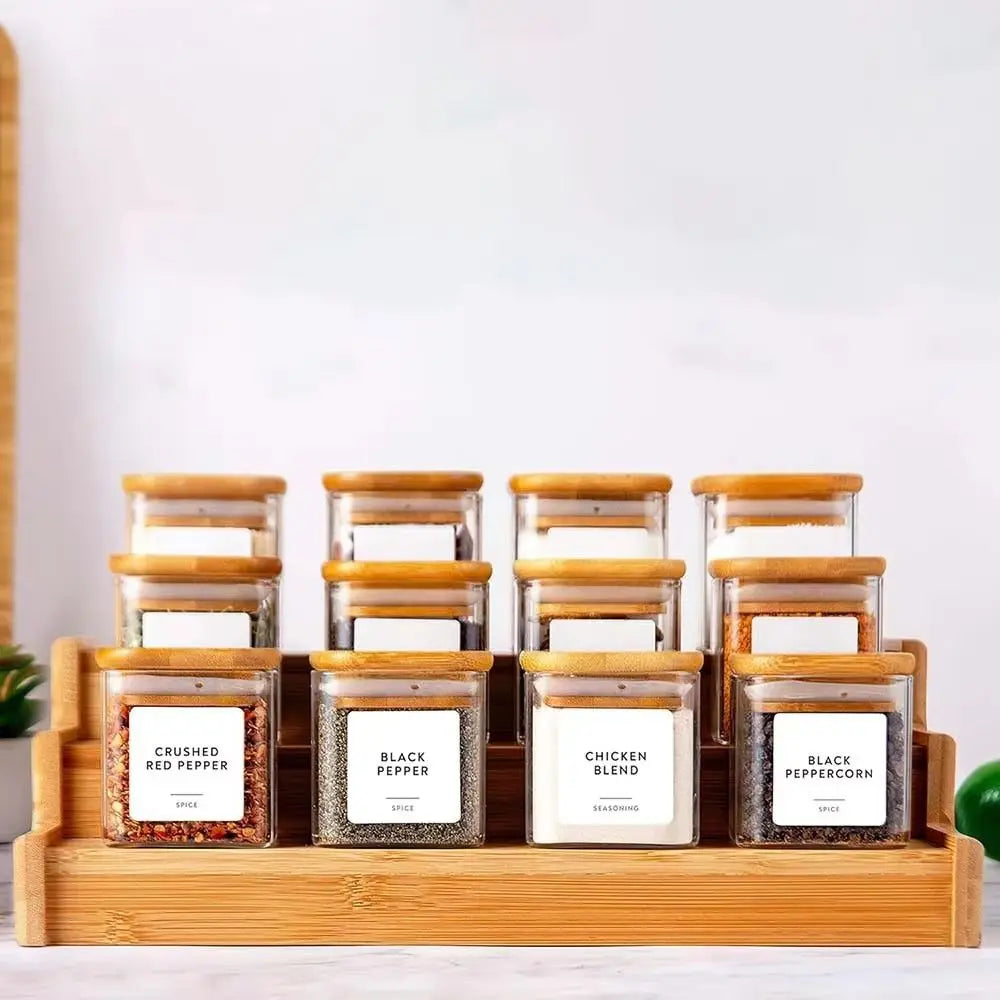 Solid Wooden 3-Tier Spice Rack Space-Saving Multi-Tier Spice