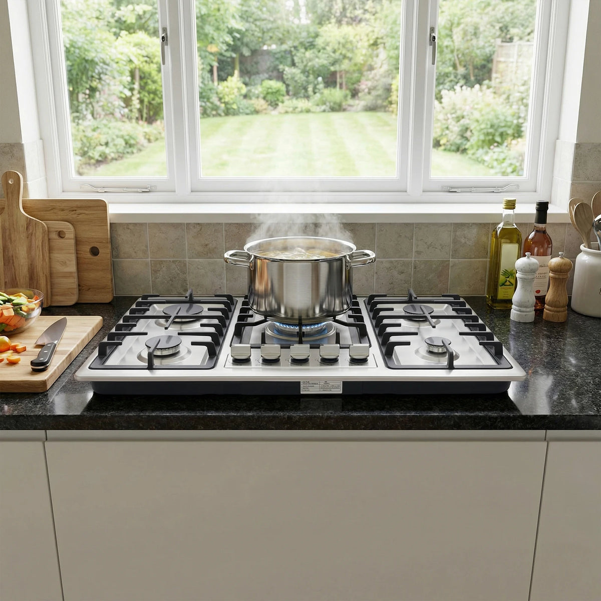 5-Burner Stainless Steel Gas Cooktop 3kw Max Output
