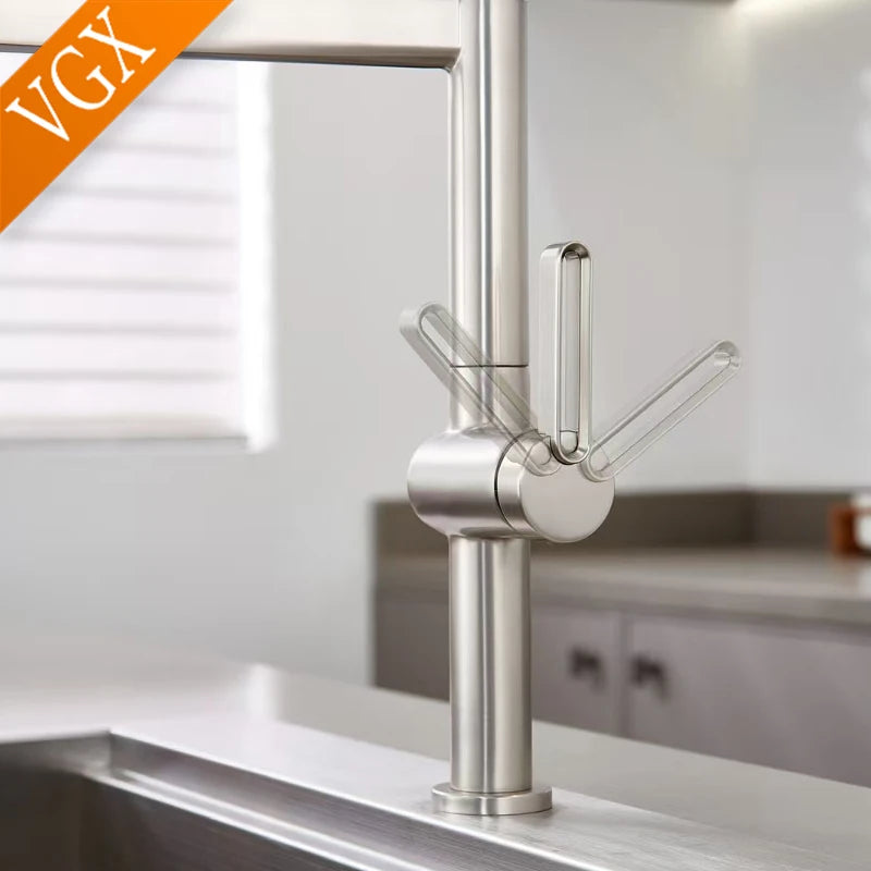 Vgx Brushed Faucet Sink Faucets Rubber Pull Down