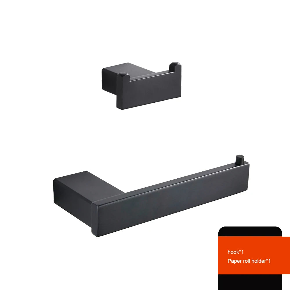 Matte Black Hook Towel Rack 304 Stainless Steel