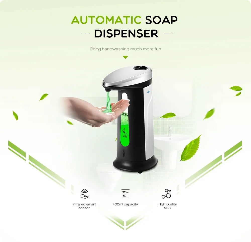 Touchless Automatic Liquid Soap Dispenser 400ml Hands-Free Sensor