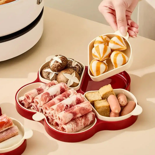 Multi Compartment Food Prep Tray Detachable Dividers Utensil
