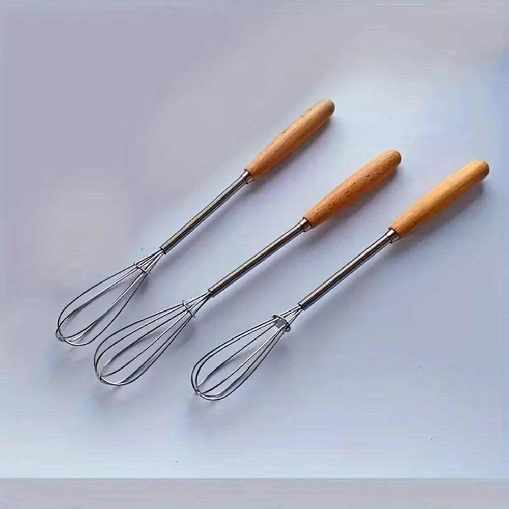 Solid Wood Handle Whisk Stainless Steel Wire Design