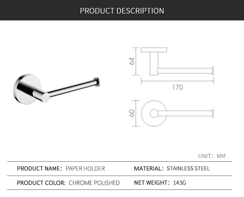 Bathroom Towel Rack Shelf Paper Holder Stainless Steel