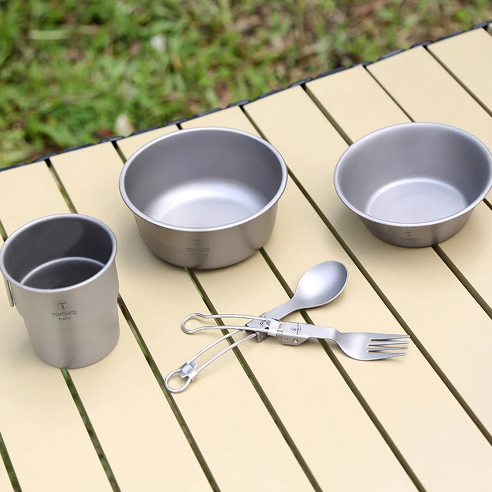 Tomshoo 400ml / 500ml Food Container Stackable Titanium