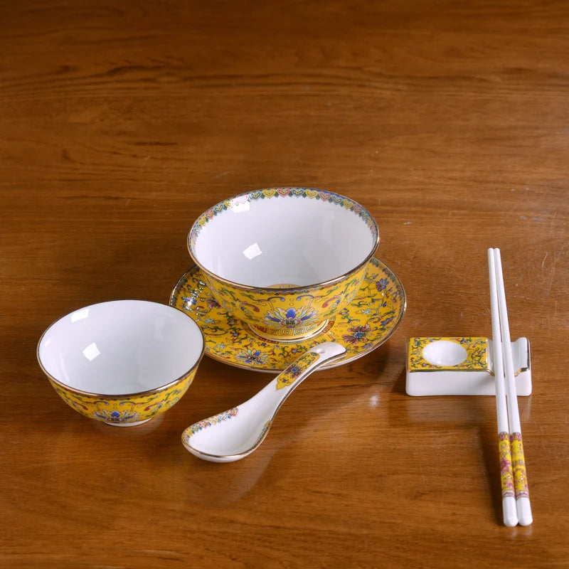 Jingdezhen Ceramic Bowl Dish Tableware Combination Palace Chinese