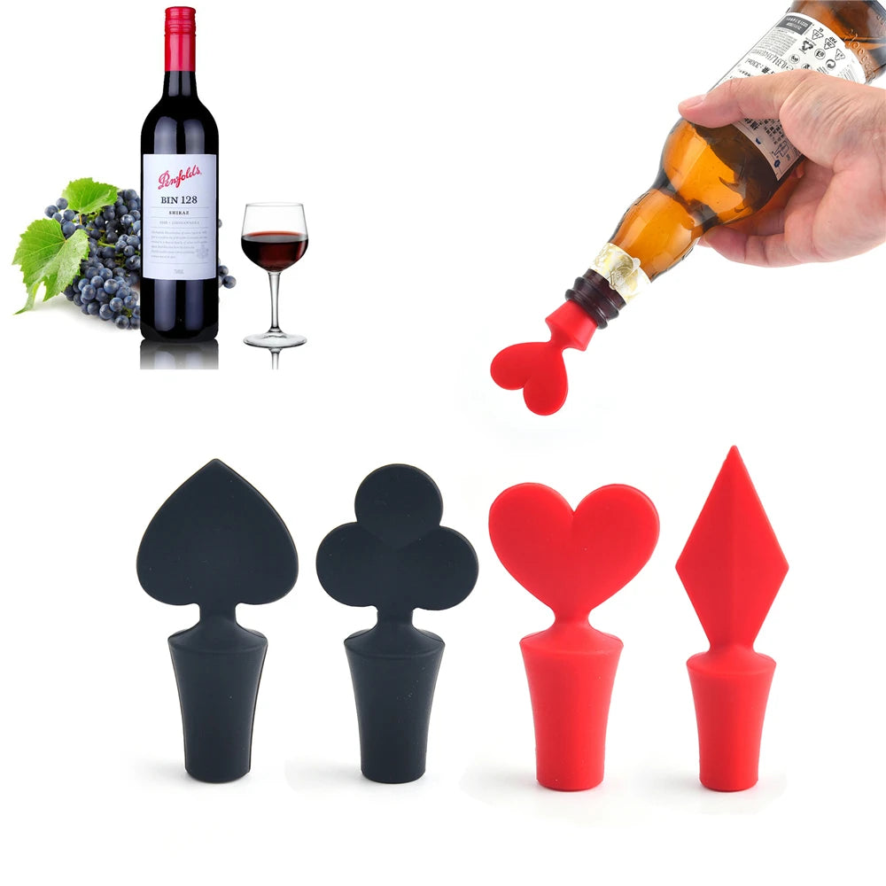 Poker Shape Silicone Wine Stopper Red Wine Bottle