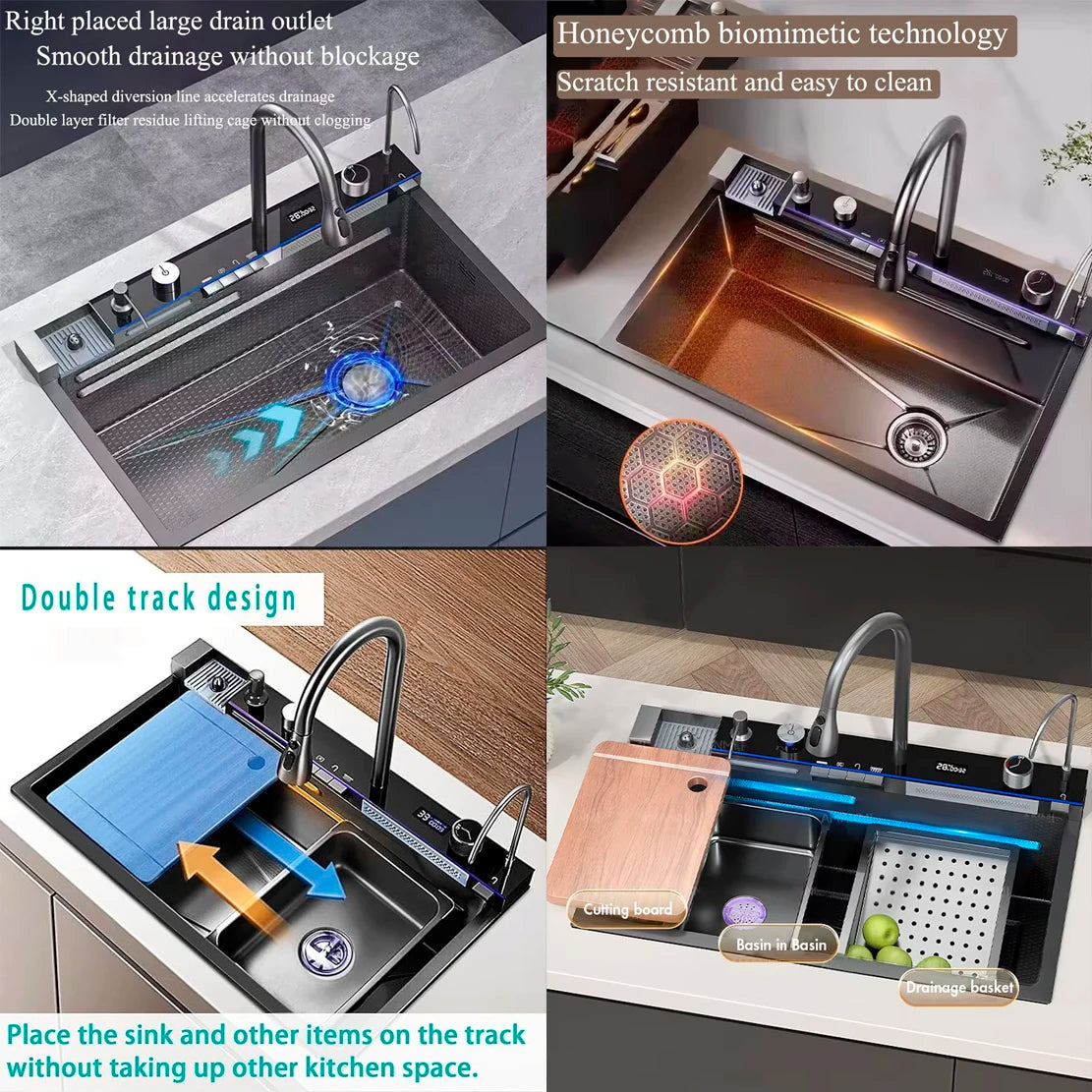 Sink Faucet Large Integrate Digital Display Multi-Function