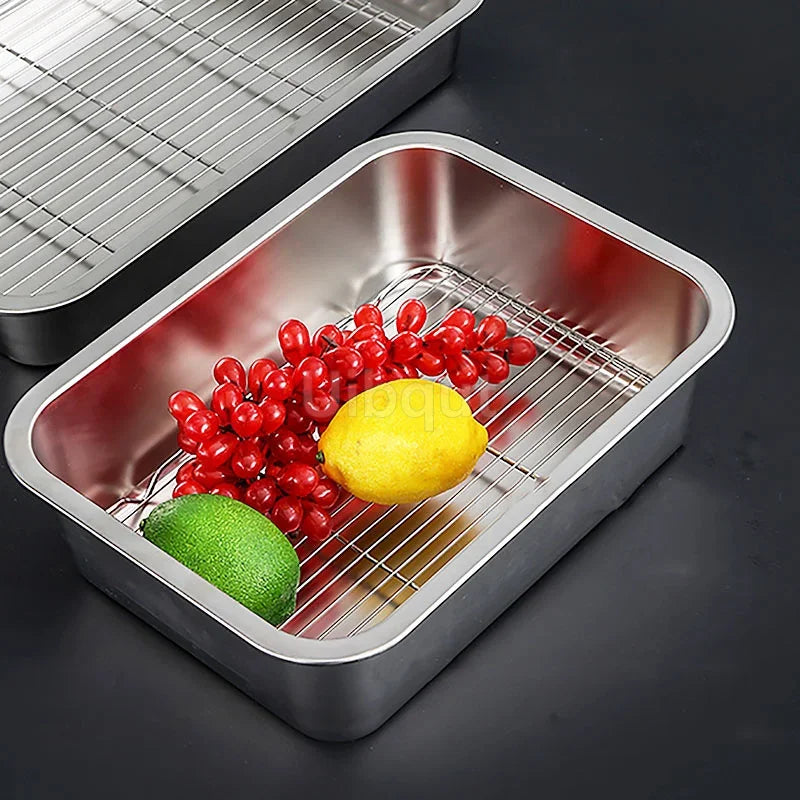Thicken Stainless Steel Serving Tray Lid Rectangle Metal