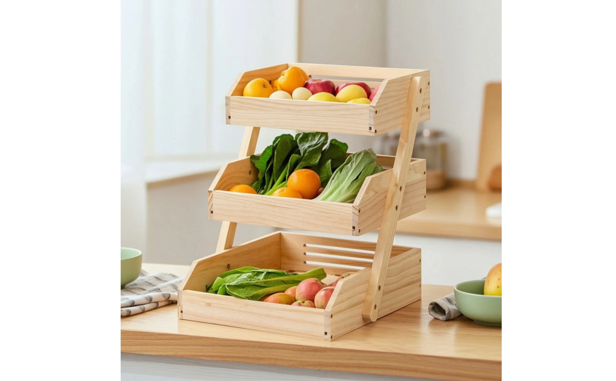 Countertop Organizer Ventilated Rack Trays Wooden Storage Rack