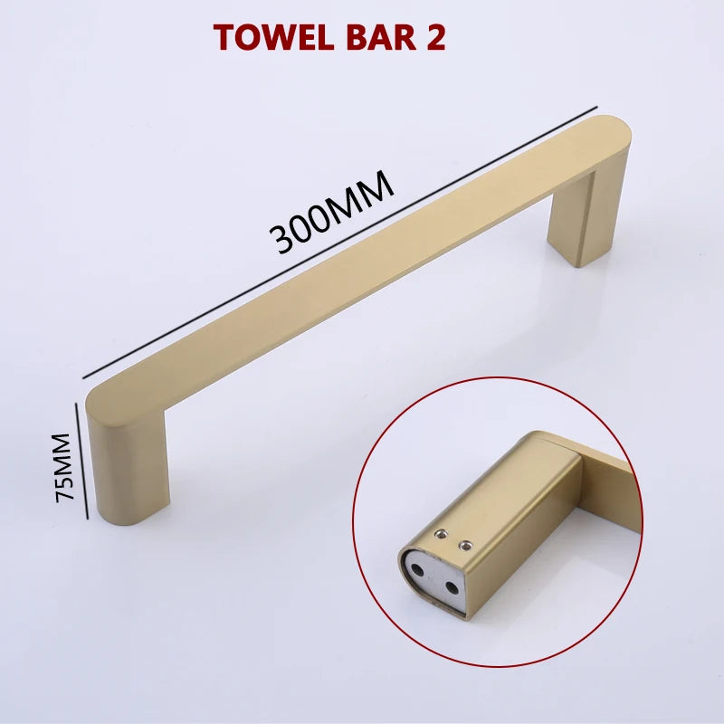 Brushed Gold Towel Ring Holder Bar Rack Brush/Paper