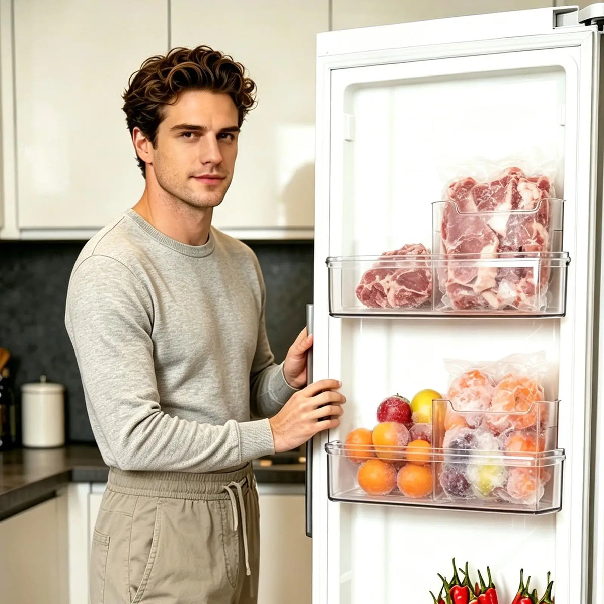 Stackable Clear Refrigerator Organizer Bins Freezer Pantry Food
