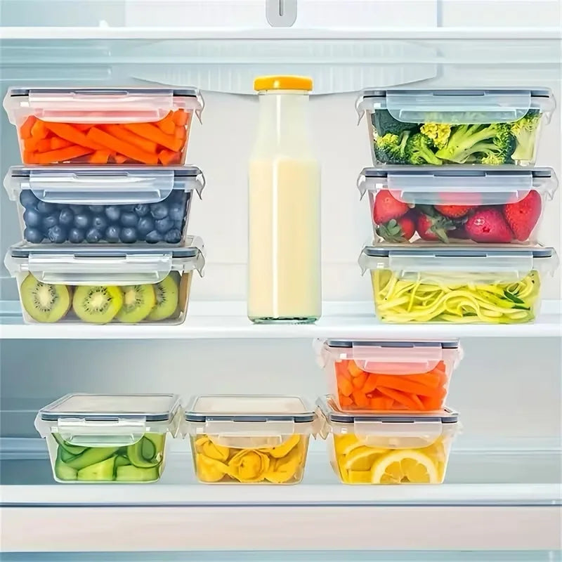12/16/24pcs Reusable Food Storage Container Lid Sealed Plastic