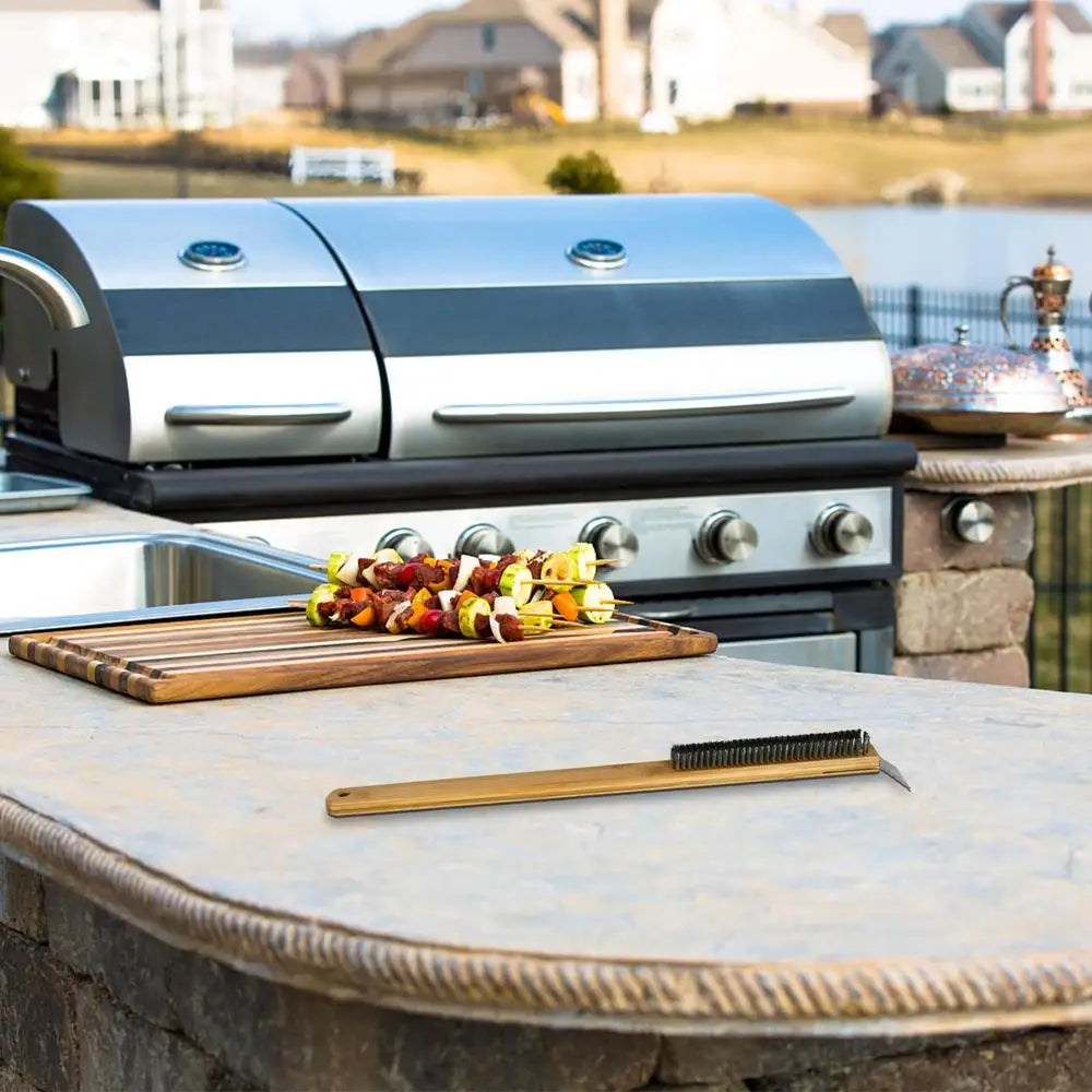 Long Handle Pizza Oven Brush Scraper Grill Cleaning
