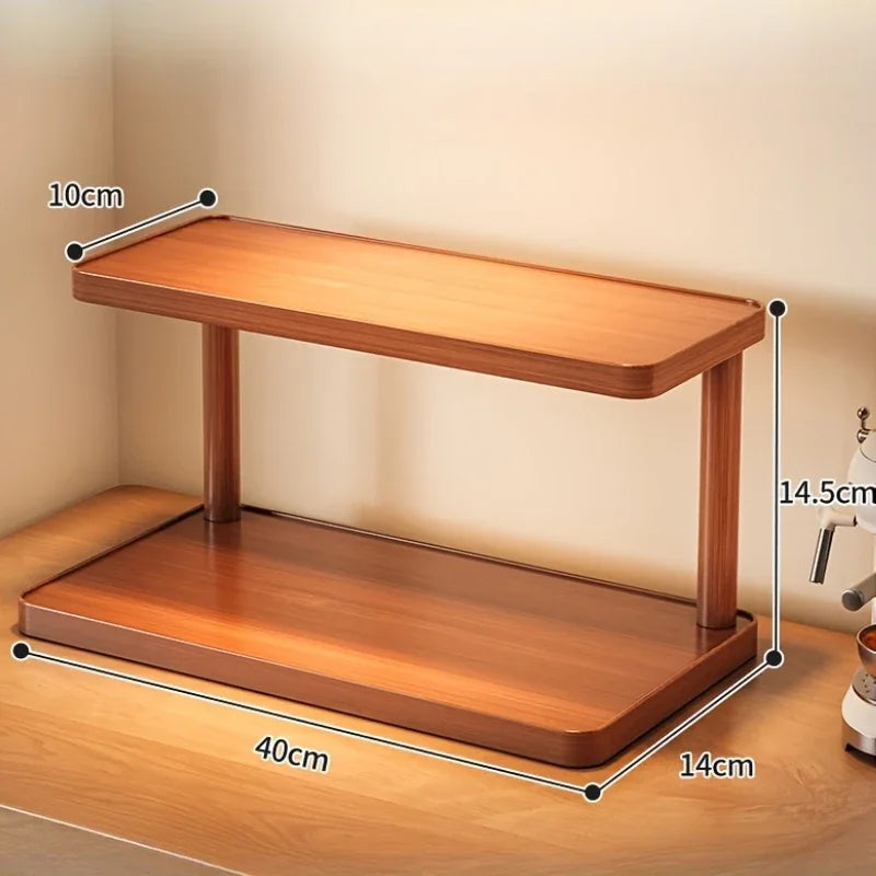 Wooden Tier Countertop Organizer Handles Multi Purpose Storage