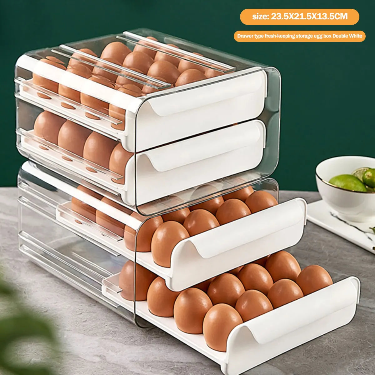 Auto Rolling Egg Holder Refrigerator 2-Layer 24 Egg