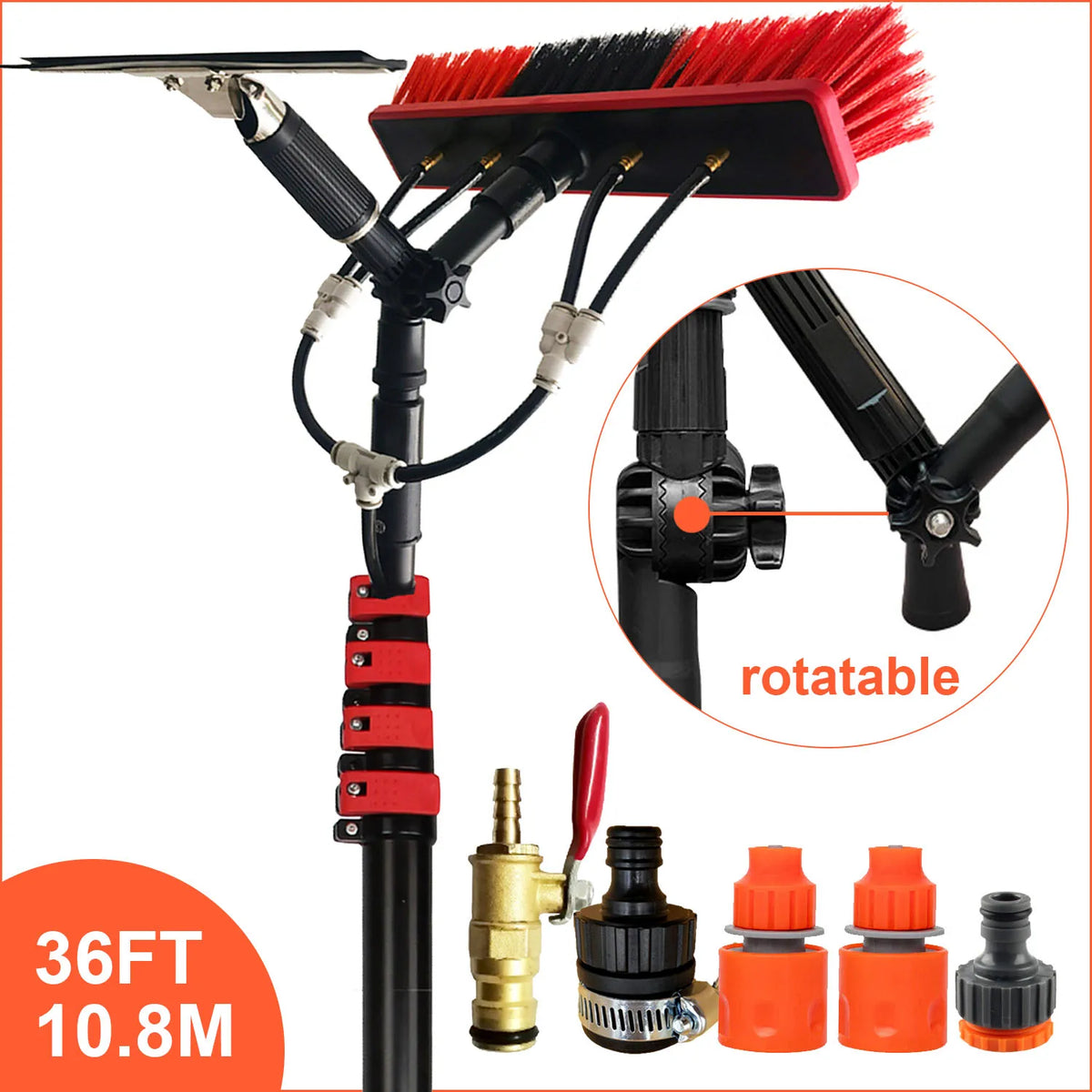 Water Fed Telescopic Pole Telesbrush Window Solar Photovoltaic