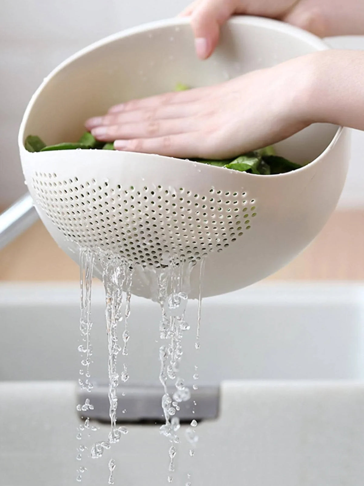1pc-Silicone Colander Rice Bowl Drain Basket Fruit Bowl