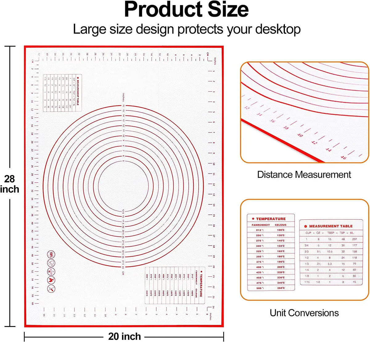 Untior 1pcs Silicone Baking Mat Kneading Pad Dough