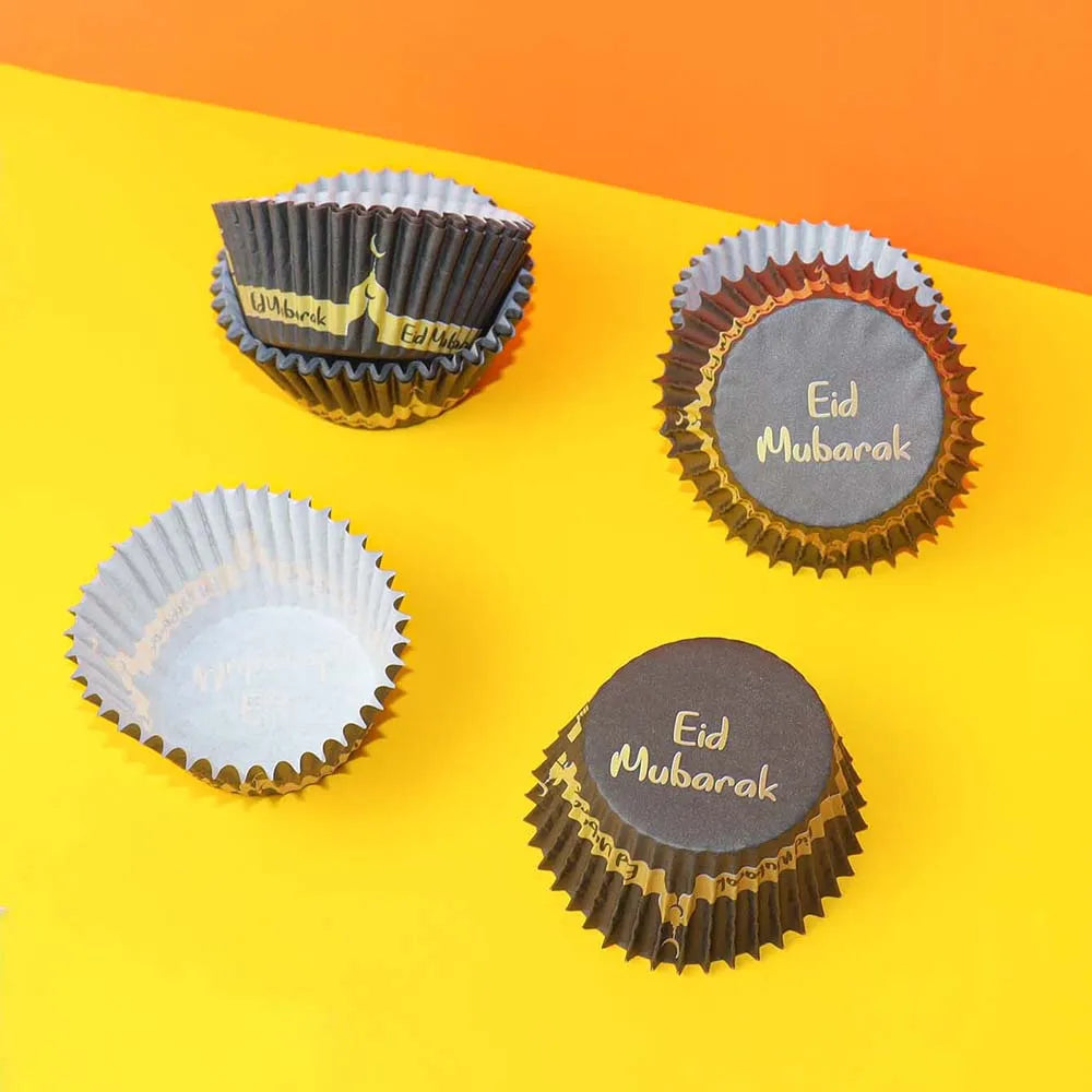 50pcs/Set Eid Mubarak Cupcake Paper Cups Ramadan Mubarak