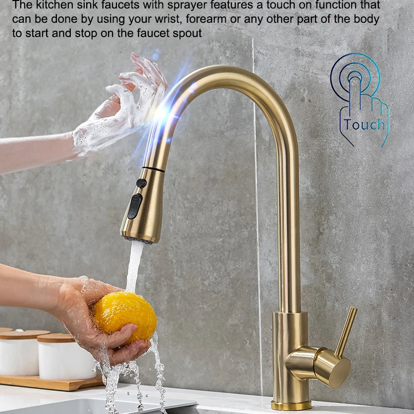 Smart Touch Sink Faucets Stainless Steel Pull Out