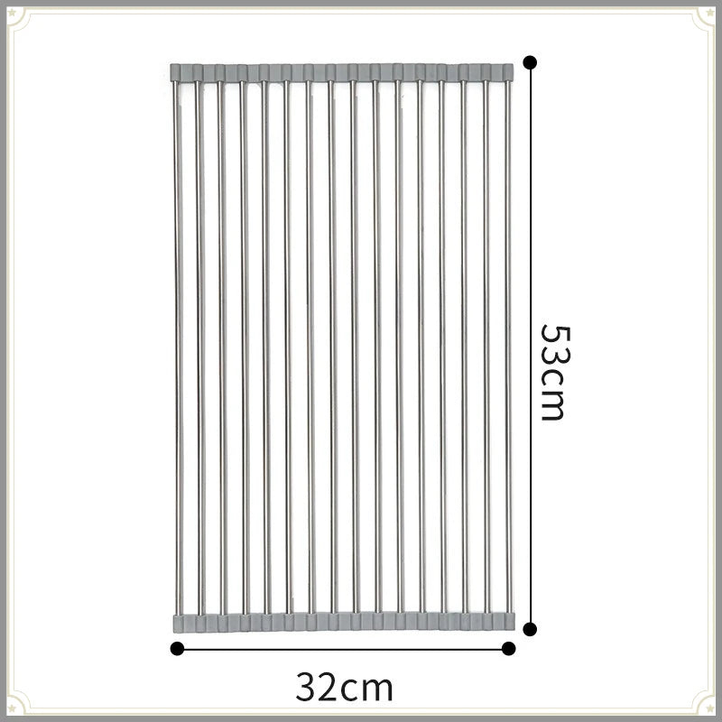 Roll Up Sink Drain Rack Stainless Steel Foldable