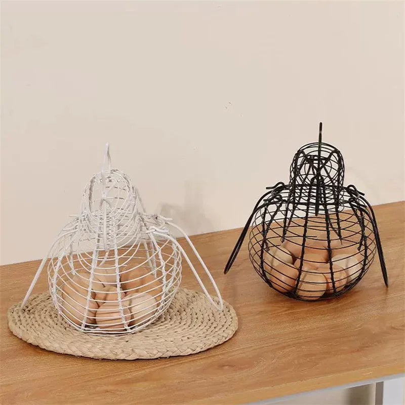 Homewares Chicken Shaped Eggs Collection Storage Iron Art