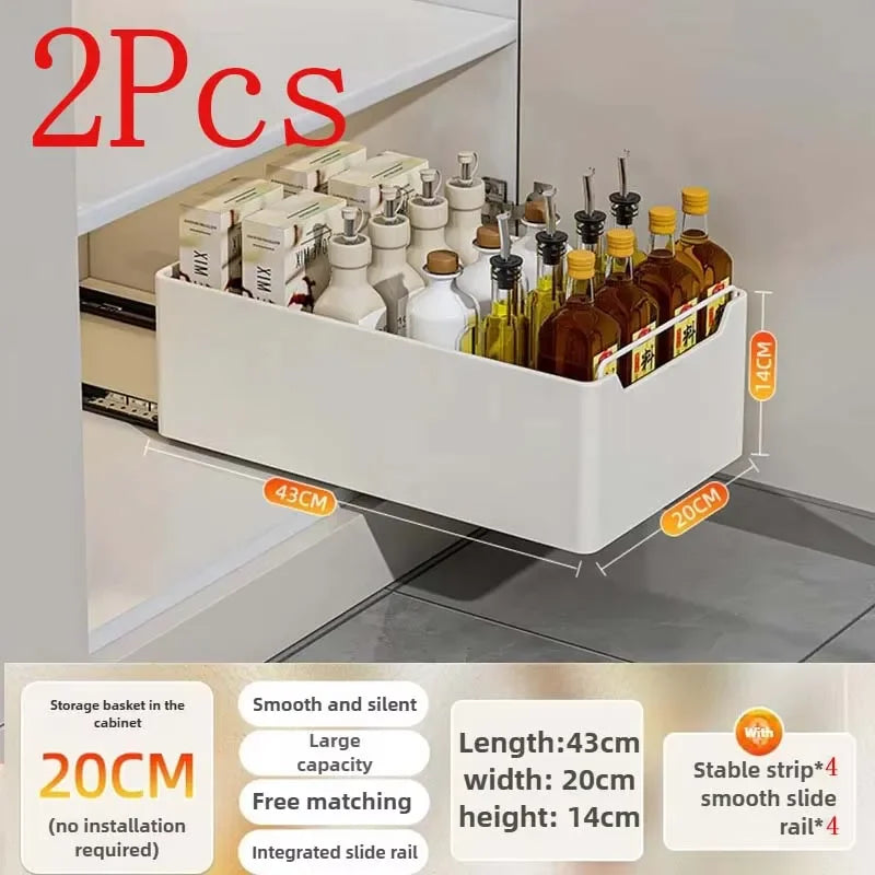 Storage Shelf Slide Rails Pull-Out Drawer Type Organizer