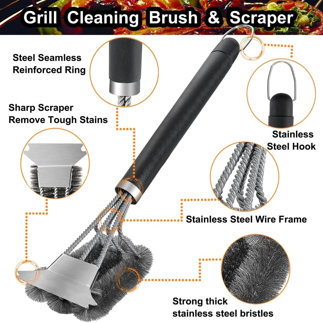 Safe Grill Brush Scraper Handle Bbq Cleaning Brush