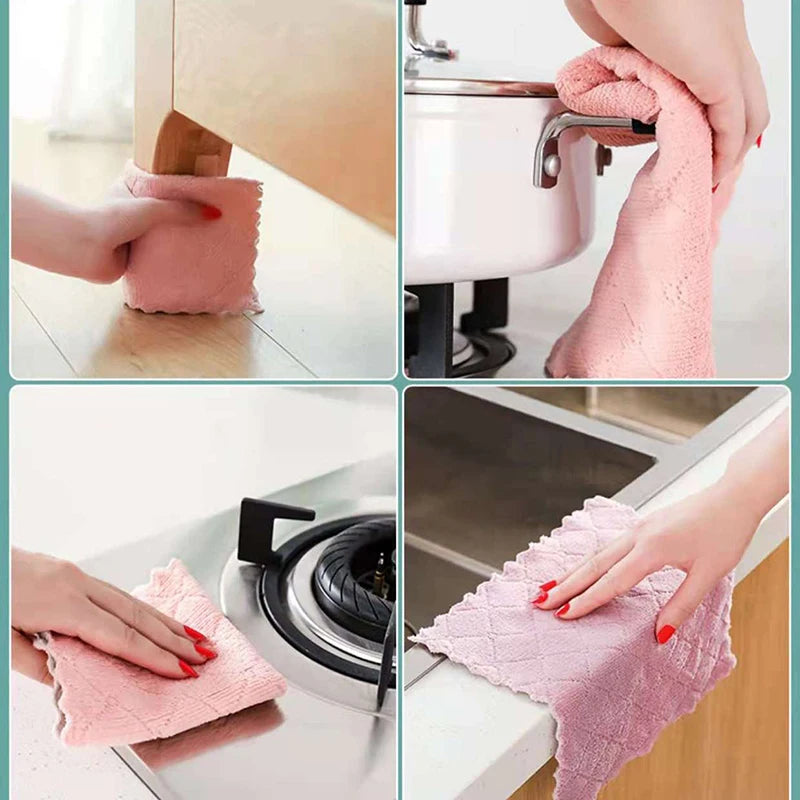 Dish Cleaning Cloths Velvet Dishcloths High Absorbent Tableware