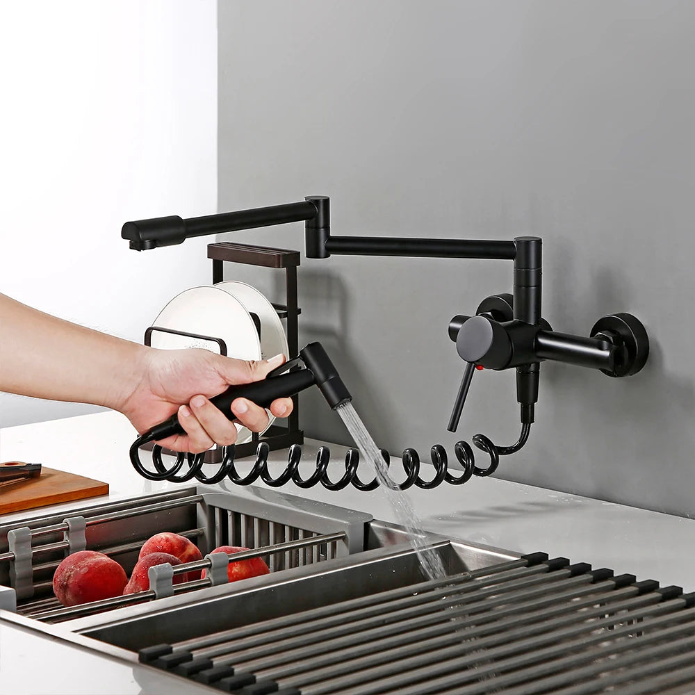 Black Cold Pull Out Mixer Tap Pot Filler