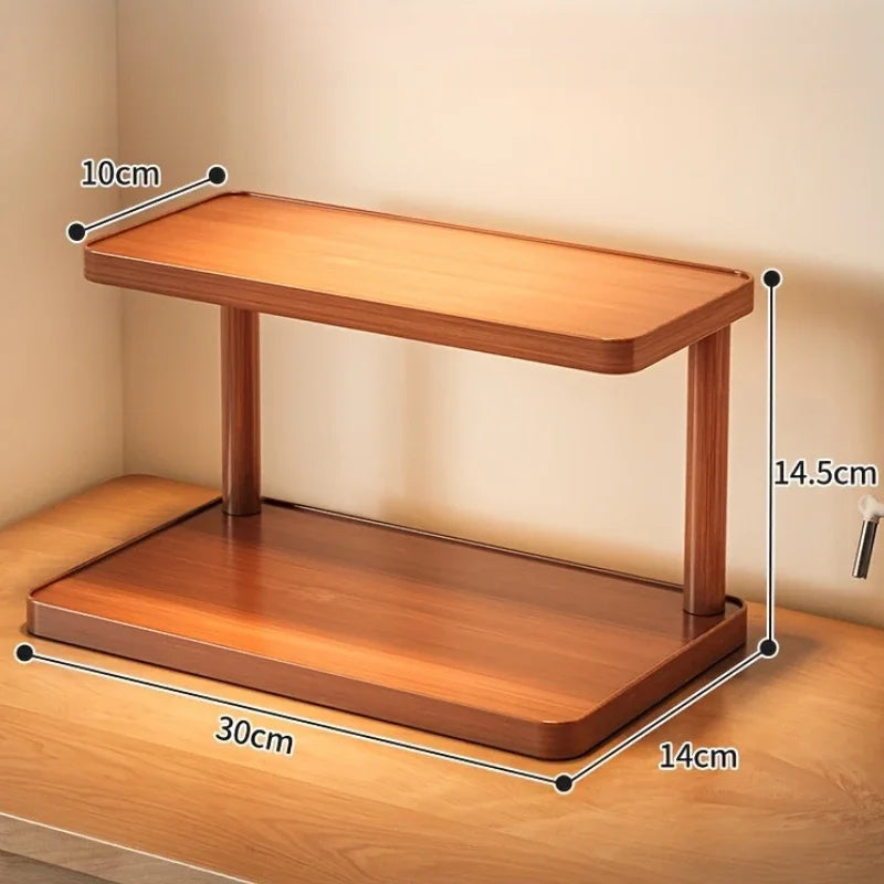 Wooden Tier Countertop Organizer Handles Multi Purpose Storage