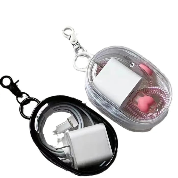 Mini Transparent Storage Bag Zipper Headphone Charger Case