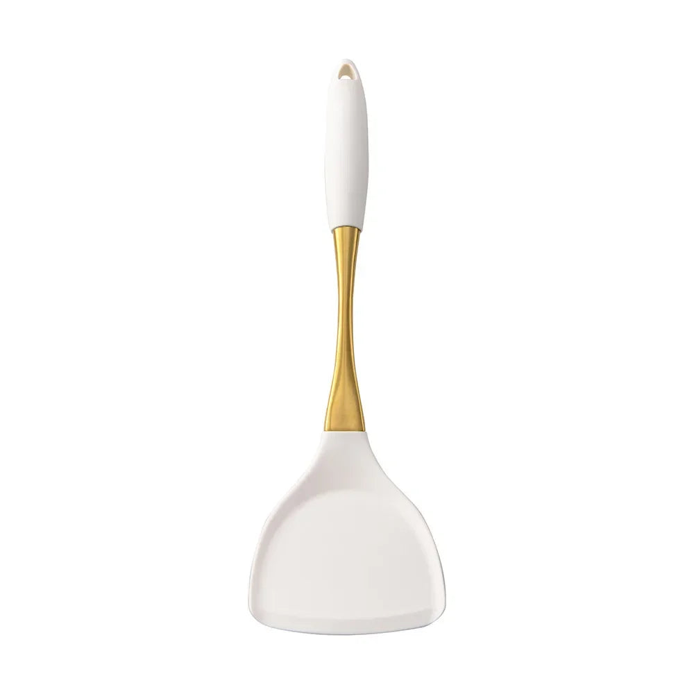 1pc Silicone Kitchenware Cooking Utensils White Gold Spatula