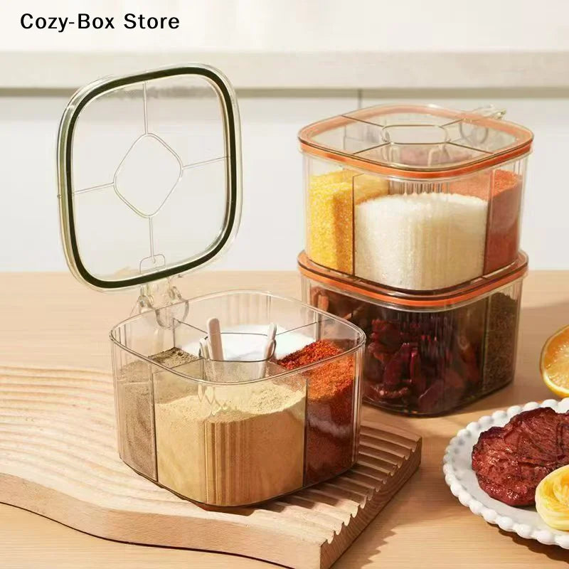 Grids Transparent Lid Spice Jar Seasoning Salt Pepper