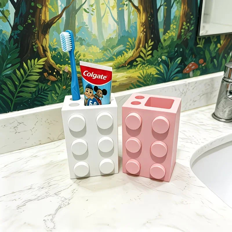 Cute Building Block Toothbrush Storage Rack Multi-Purpose
