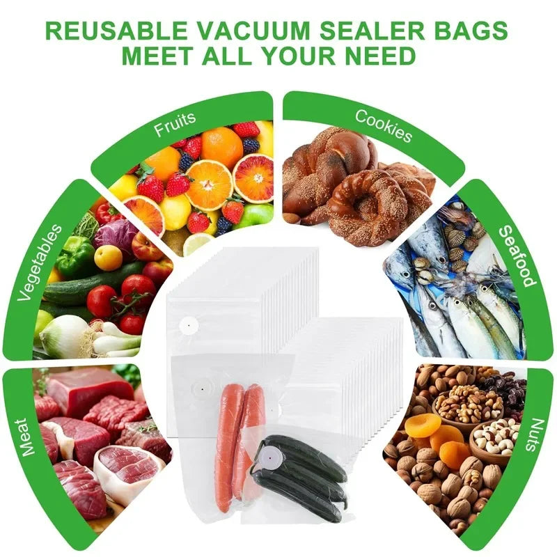 Upgraded Version Vacuum Food Storage Bag Zipper Bag