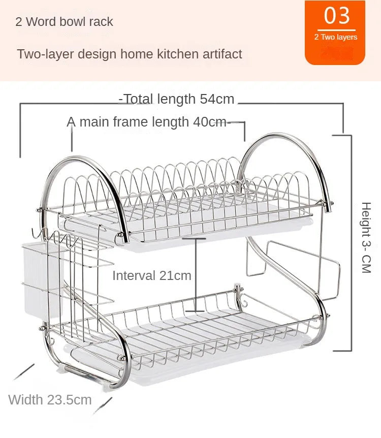 Dish Drying Rack Adjustable Stainless Steel Tier Plates