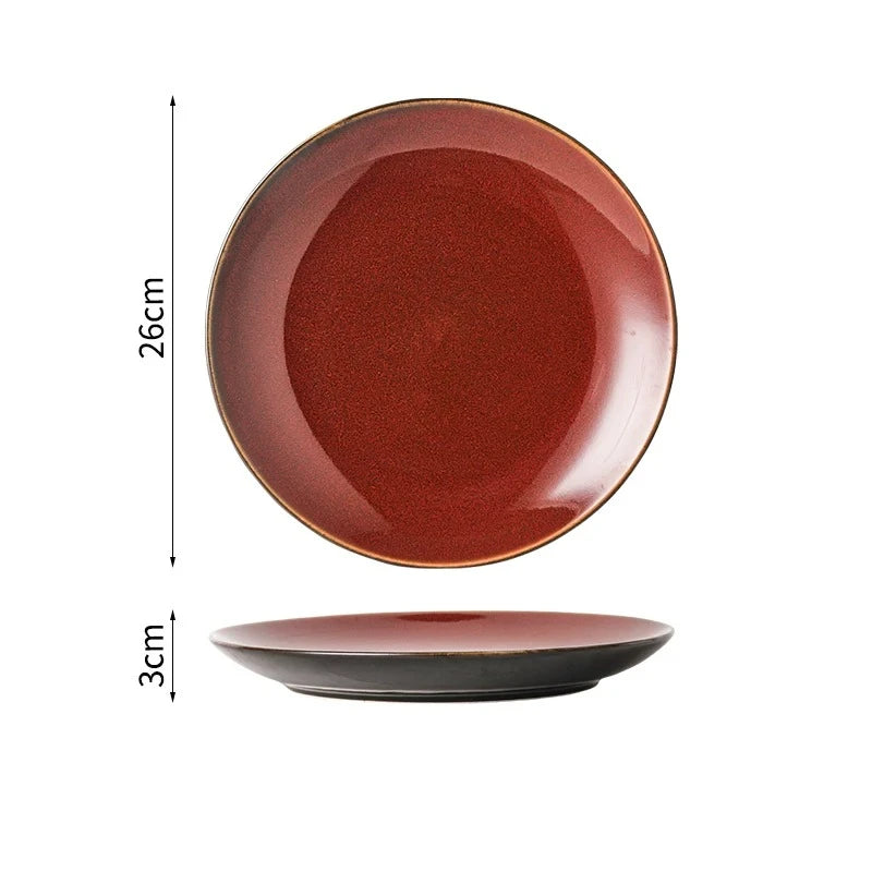 Ceramic Dinner Plate Creative Kiln Change Retro Shallow