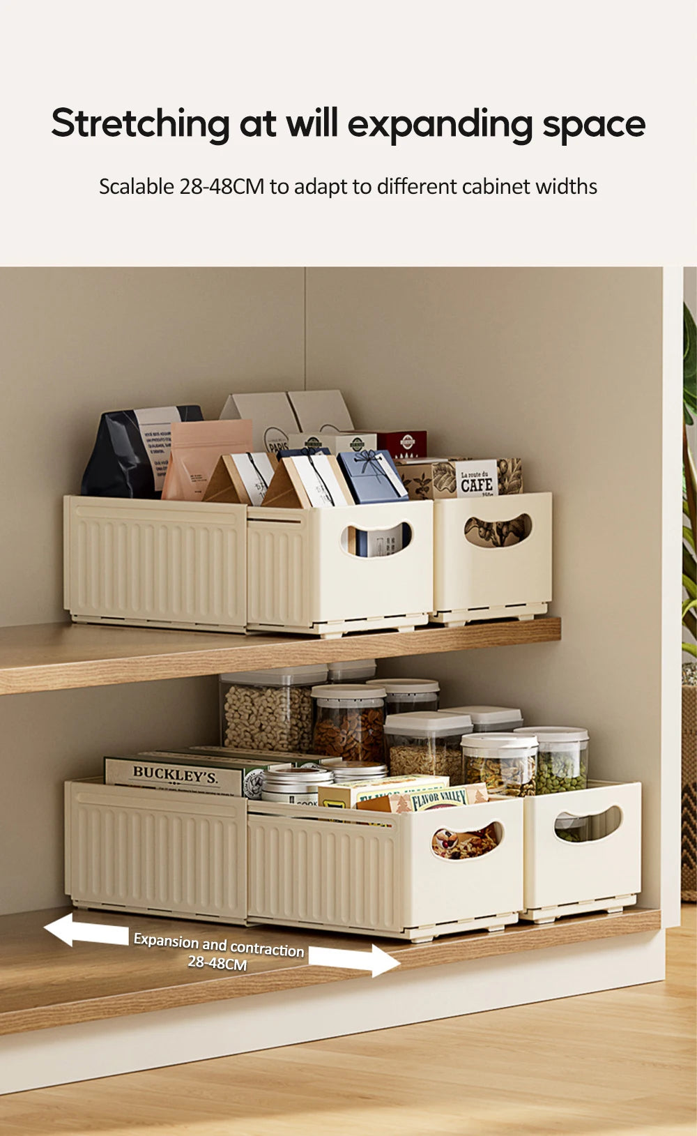 1/3pcs Retractable Drawer Organizer Adjustable Cabinet Storage